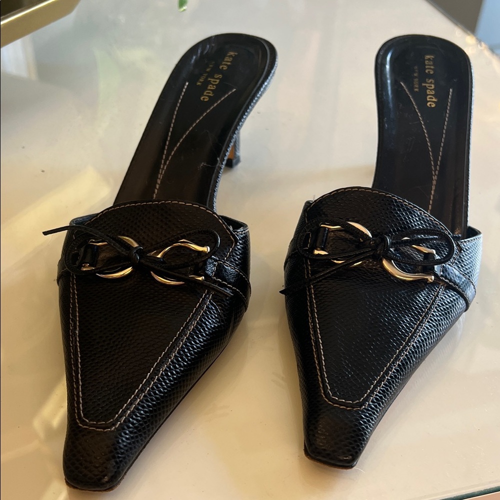 Kate Spade Black Textured Mules